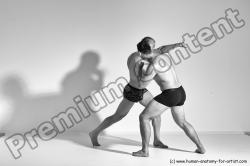 Underwear Martial art Man - Man White Moving poses Athletic Short Brown Dynamic poses Academic